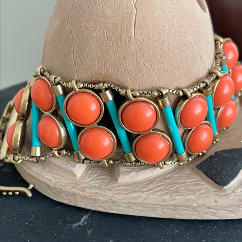 Ladies bracelet, coral and blue turquoise stones